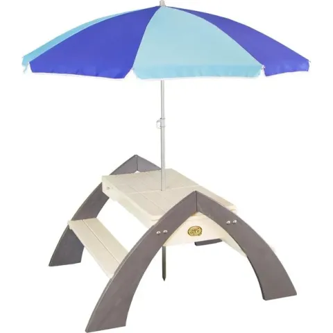 AXI Delta Zand & Water Picknicktafel  Grijs/wit - incl. Parasol - FSC Hout