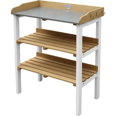 AXI Oppottafel met opbergplanken Bruin/wit - Handige oppottafel met zinken werkblad