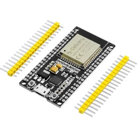 AZDelivery ESP-32 NodeMCU Dev Kit C WiFi CP2102 ESP32-WROOM-32D IoT Module Development Board Ongesoldeerd compatibel met Arduino inclusief E-Book!