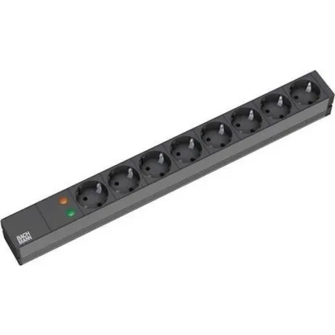Bachmann 19'' 2m 8x Schuko H05VV-F 3G 1.50mm² 8AC outlet(s) 2m Zwart power uitbreiding