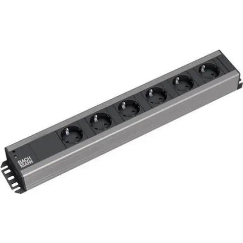 Bachmann 300.000 6AC outlet(s) 2m Zwart, Grijs power uitbreiding