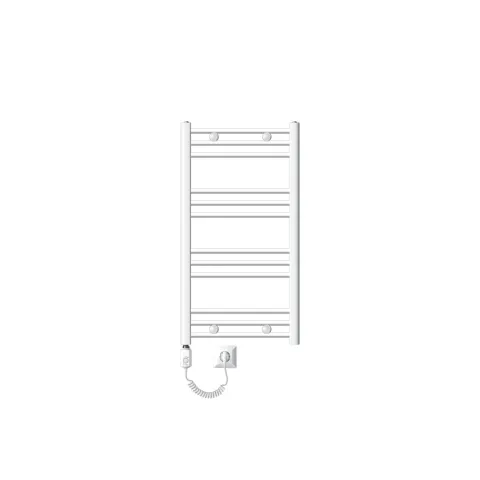 Badkamerradiator Elektrisch Met Verwarmingselement 600w 500x800 Mm Wit Gebogen Met Zij-aansluiting