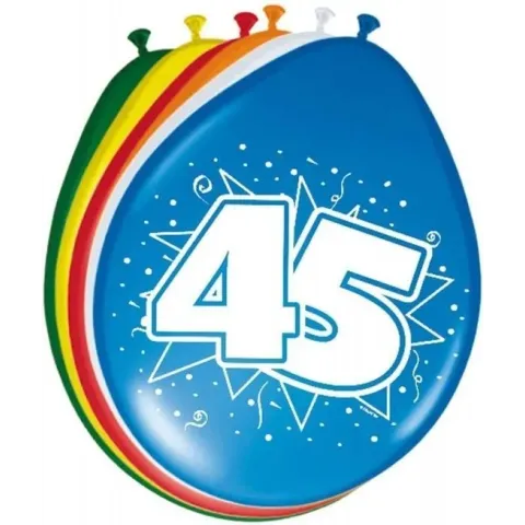 Ballonnen 45 Jaar 30cm 8 stuks