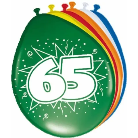 Ballonnen 65 Jaar 30cm 8 stuks
