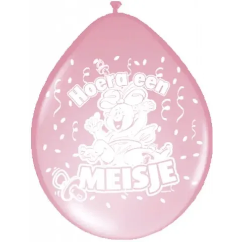 Ballonnen - Hoera een meisje - 30cm - 8st.