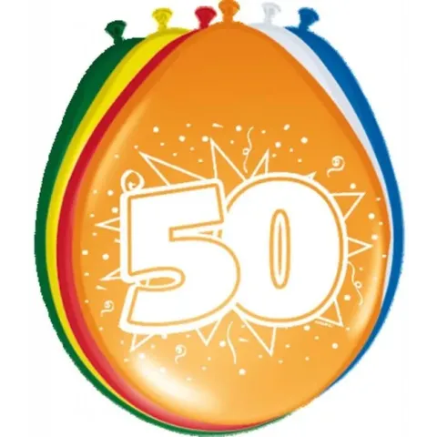 Ballonnen ster 30 cm: 50 jaar - 8 stuks (08250)