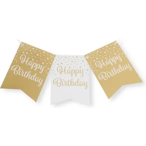 Banner Happy Birthday Goud Wit