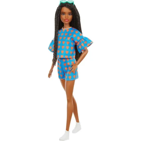 Barbie Fashionista Pop - Blauw topje met hartjes & broekje