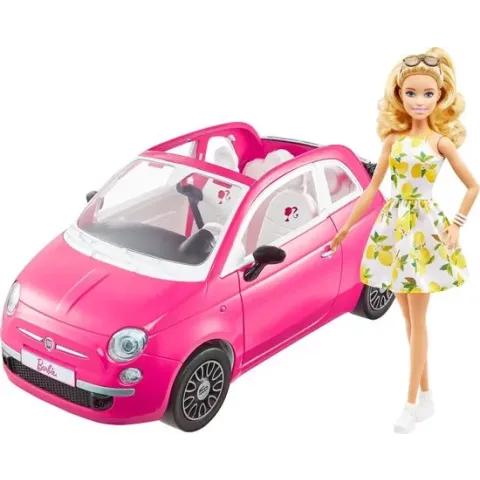 Barbie Fiat en Pop - Poppenvoertuig en pop
