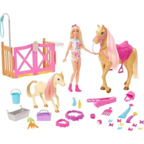 Barbie Paardenverzorging, Pop, Paarden en Speelset
