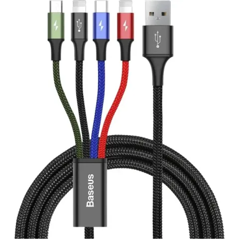 Baseus Rapid Series 4 in 1 Oplaad Kabel - 2x Lightning 1x USB-C 1x Micro-USB