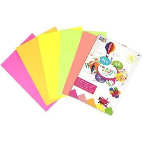 Basic Craft Fluorkleur A4 Papier 75 grams 40 Stuks