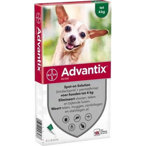 Bayer advantix spot on 40/200 tot 4 kg 4 pip