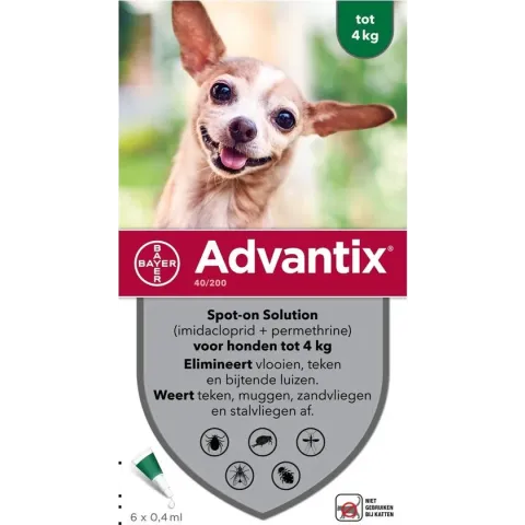 Bayer Advantix Spot On 40/200 tot 4Kg- 6 pip