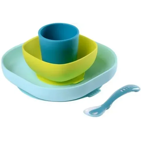 Béaba Siliconen Eet Set Met Zuignap Blauw