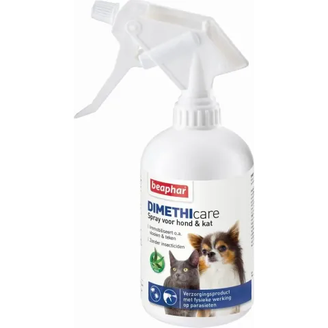 Beaphar dimethicare spray hond / kat immobiliseert vlooien en teken 500 ml