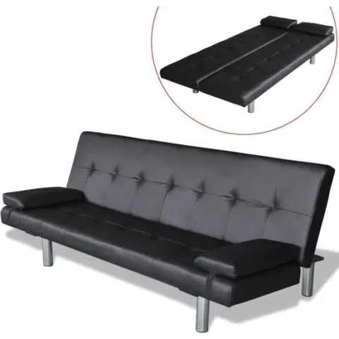 Bedbank met twee kussens (zwart)