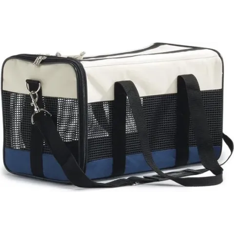 Beeztees Draagbare Reistas Voor Katten - Nylon - Creme/Blauw