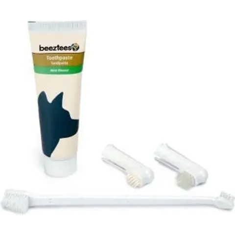 Beeztees gebitsverzorgset met tandpasta en tandenborstels