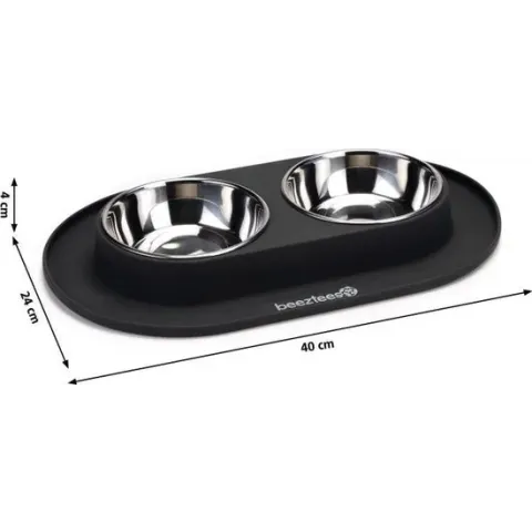 Beeztees Silliconen Dinerset Voor Honden - Antraciet - 40 x 24 cm