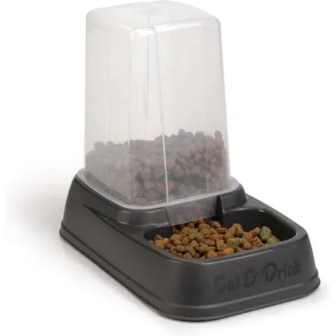 Beeztees - Voer- en Waterautomaat - Antraciet - 33,5 x 20 x 27 cm