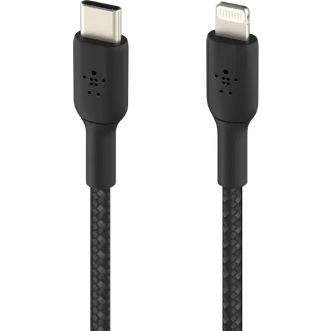 Belkin Braided iPhone Lightning naar USB-C kabel - 2m - Zwart