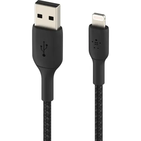 Belkin Braided iPhone Lightning naar USB kabel - 2m - Zwart