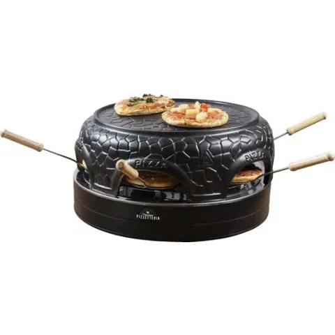 Bestron pizzaoven voor 4 personen, pizzamaker voor kleine pizza's (Ø 10 cm), met keramische koepel, ca. 10 minuten baktijd, 860 Watt, kleur: zwart
