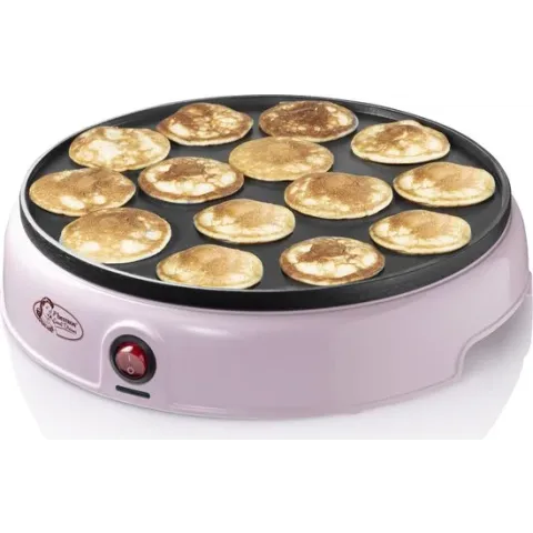 Bestron poffertjesmaker in retro-design, electrisch poffertjes apparaat met antiaanbaklaag & indicatielampje, Sweet Dreams, 800 W, kleur: roze
