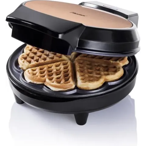 Bestron wafelijzer voor klassieke hartwafels, wafelmaker met antiaanbaklaag, inclusief receptsuggesties, 700 Watt, zwart