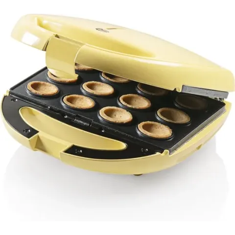 Bestron Wafelijzer voor koekjes, oreshkimaker in retro design, met automatische temperatuurregeling, baklampje & antiaanbaklaag, 850 Watt, kleur: geel