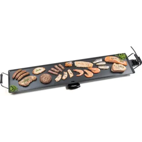 Bestron XXL Teppanyaki Bakplaat voor 10 Personen, Tafelgrill electrisch met antiaanbaklaag, Grillplaat met 1800W, kleur: zwart