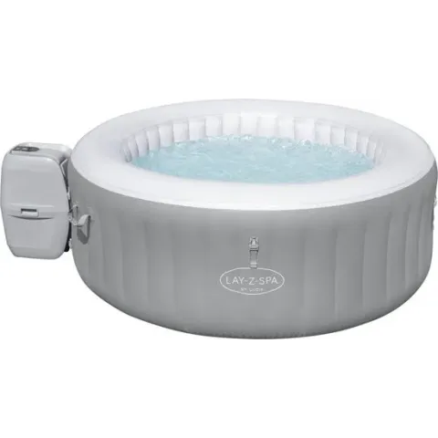 Bestway Lay-Z-spa St. Lucia Jacuzzi Opblaasbaar - Bubbelbad voor 3 personen - Incl Pomp en Afdekzeil -  Ø170x66cm - Grijs
