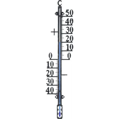 Binnen/buiten profielthermometer zwart van metaal 10 x 41 cm - buitenthemometers / kozijnthermometers / raamthermometers