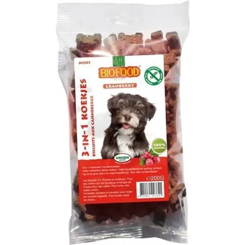 Biofood 3 in 1 hondenkoekjes met cranberry mini