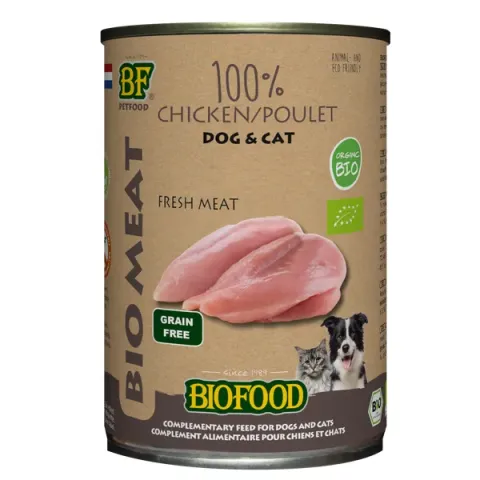 Biofood Organic 100% Kip - Hondenvoer - 400 g Blik