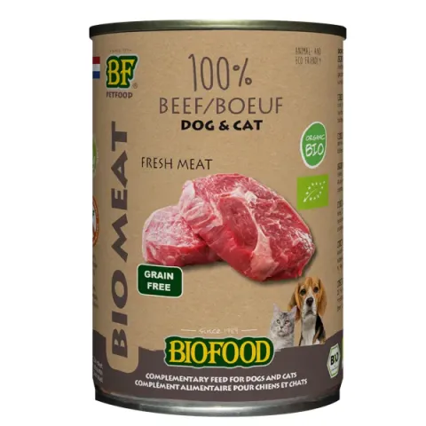 Biofood Organic 100% Rund - Hondenvoer - 400 g Blik