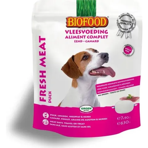 Biofood Vleesvoeding Eend - Hondenvoer - 7 x 90 g