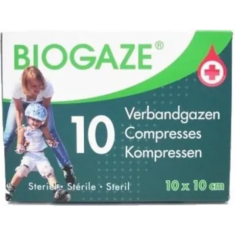 Biogaze verbandgazen 10x10cm 10 st