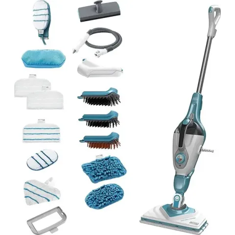 BLACK+DECKER BHSM1615DAM-QS stoommop - 2-in-1 - 1600W - Inclusief accessoires - Wit/blauw
