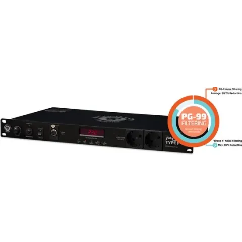 Black Lion Audio PG1-F rack-stroomverdeler 230 Volt en filter voor thuis, studio of live gebruik