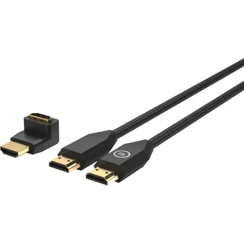 BlueBuilt HDMI Kabel Nylon 15 Meter Zwart + 90° Adapter
