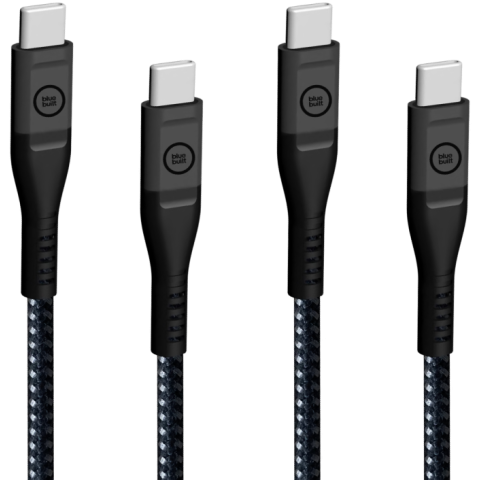 BlueBuilt Usb C naar Usb C Kabel 1,5m Kevlar Zwart Duo Pack