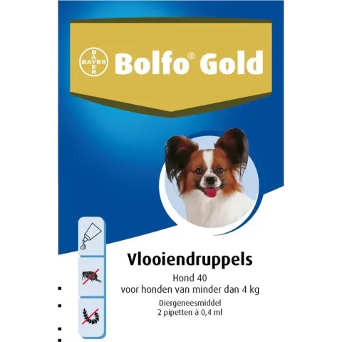 Bolfo Gold 40 Anti vlooienmiddel - Hond - 0 Tot 4 kg - 2 pipetten