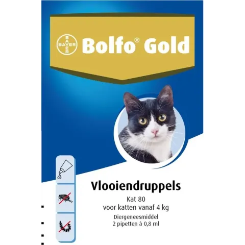 Bolfo Gold 80 Anti vlooienmiddel - Kat - >4 kg - 2 pipetten