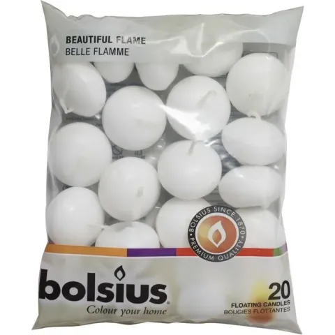 Bolsius Drijfkaarsen -  20 stuks - Wit