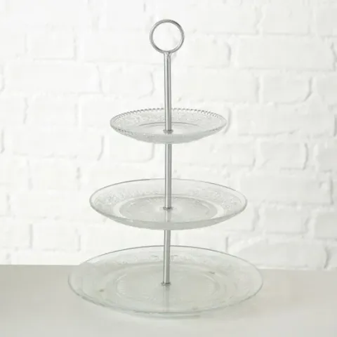 Boltze Home Etagere Relief h35cm glas