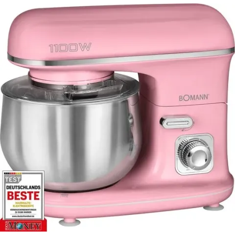 Bomann KM 6030 kneedmachine incl. transparant spatdeksel met navulopening, 1100 watt, 5 liter, roze