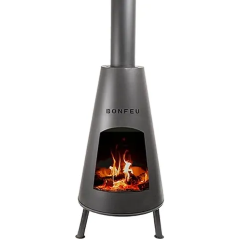 BonFeu BonPyra Zwart Tuinhaard - L 50 x B 50 x H 160 cm - Staal - ZwartBuitenkeuken - Bakken - Terrashaard - Vuurkorf voor Buiten - Terrashaard - Terraskachel