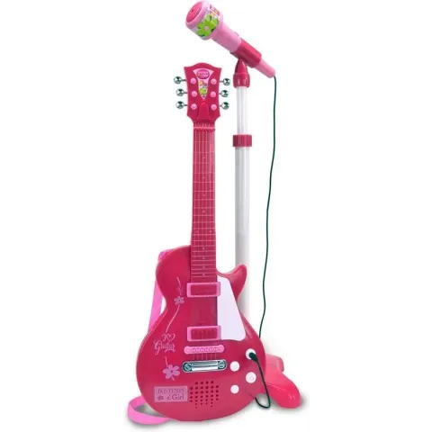 Bontempi Elektronische Rockgitaar Met Microfoon 112 Cm Roze
